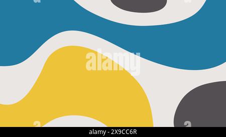 Design abstrait rétro avec des rayures ondulées jaunes, bleues et grises sur fond beige. Toile de fond artistique simple Illustration de Vecteur