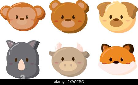Ensemble d'émoticônes animales kawaii vecteur Illustration de Vecteur