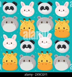 Vecteur de fond de motif d'émoticône animal Kawaii Illustration de Vecteur