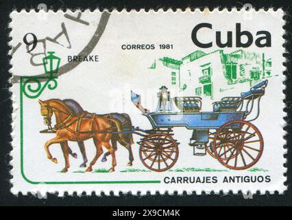 CUBA - VERS 1981 : timbre imprimé par Cuba, montre le breake, vers 1981 Banque D'Images