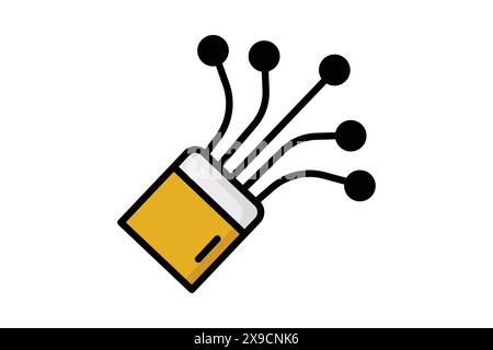 Icône de fibre, câble. icône associée aux utilitaires. style d'icône de contour coloré. illustration vectorielle des éléments utilitaires Illustration de Vecteur