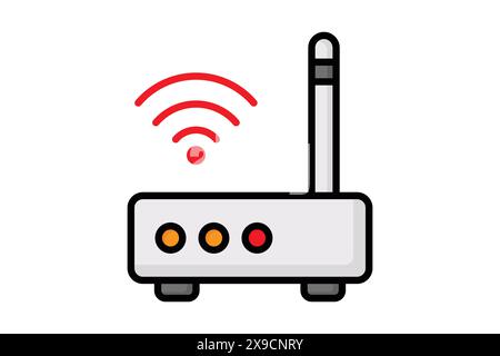 Icône haut débit. internet avec signal. icône associée aux utilitaires. style d'icône de contour coloré. illustration vectorielle des éléments utilitaires Illustration de Vecteur
