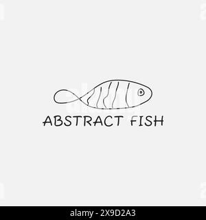 Logo abstrait de poisson fait d'une disposition de ligne. Illustration de Vecteur