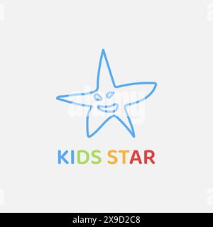 Logo étoile abstrait avec lettrage coloré adapté aux événements pour enfants. Illustration de Vecteur