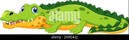 Illustration vectorielle de dessin animé de crocodile isolé sur fond blanc Illustration de Vecteur