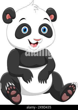 Illustration vectorielle de petit panda drôle souriant sur un fond blanc Illustration de Vecteur