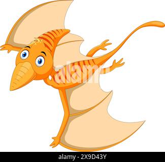 Dessin animé d'illustration vectorielle Pterodactyl Dinosaur mignon sur fond blanc Illustration de Vecteur