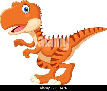 Illustration vectorielle de dessin animé de dinosaure heureux sur fond blanc Illustration de Vecteur