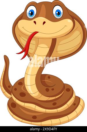 Serpent brun de dessin animé isolé sur fond blanc Illustration de Vecteur