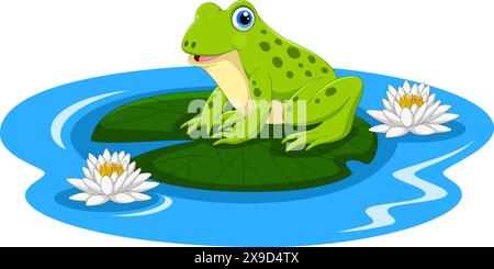 Dessin animé mignon grenouille isolé sur fond blanc Illustration de Vecteur