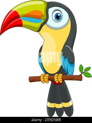 Dessin animé d'oiseau toucan mignon isolé sur fond blanc Illustration de Vecteur