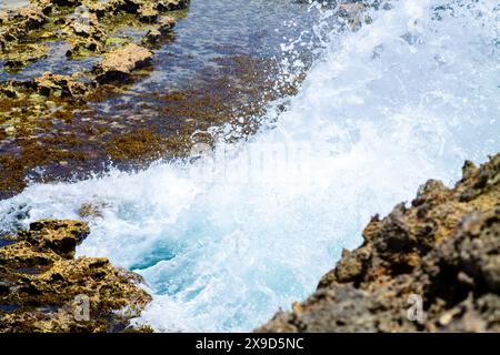 Cascade dans la zone volcanique de l'île de Curaçao Banque D'Images