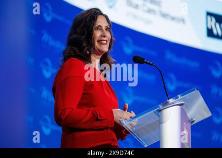 Mackinac Island, États-Unis. 30 mai 2024. Le gouverneur Gretchen Whitmer prend la parole à la Conférence sur les politiques Mackinac à Mackinac Island, au Michée, le 30 mai 2024. (Photo de Andrew Roth/Sipa USA) crédit : Sipa USA/Alamy Live News Banque D'Images