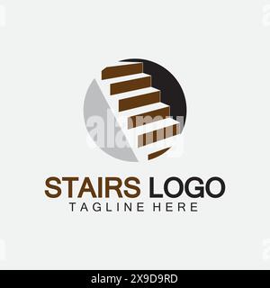Modèle d'illustration vectorielle de conception de logo d'icône d'escalier Illustration de Vecteur