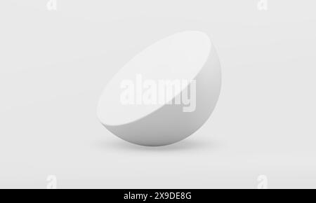Forme géométrique dynamique d'élément de décor semi-sphérique blanc 3d avec illustration vectorielle réaliste d'ombre. Décoration de plate-forme de rotation élégante demi-boule premium Illustration de Vecteur