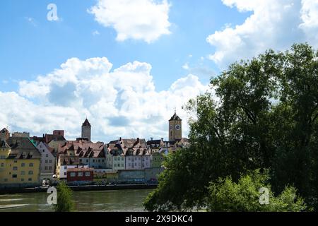 Vieille ville de Ratisbonne, site du patrimoine mondial de l'UNESCO, capitale de l'État du Haut-Palatinat Banque D'Images