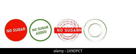 aucun signe autocollant d'étiquette de tampon en caoutchouc de sucre pour la nutrition de santé de produit édulcorant gratuit Illustration de Vecteur