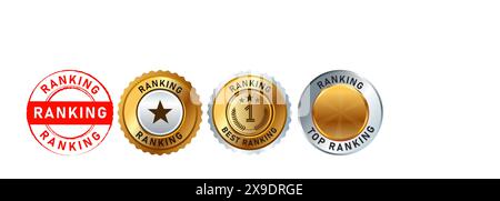 timbre de classement et badge sceau d'or pour la récompense du trophée du meilleur vainqueur Illustration de Vecteur