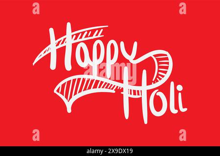 Happy Holi festival calligraphie style lettre. Illustration de Vecteur