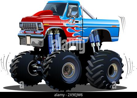Cartoon Monster Truck. Disponible EPS-10 séparés par groupes et calques avec des effets de transparence pour recolorer en un clic Illustration de Vecteur