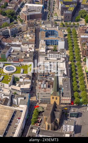 Luftbild, Einkaufsstraße Fußgängerzone Geschäftshäuser entlang Westenhellweg und Kampstraße mit Baumallee, Petrikirche, Blick zum Westentor Königswall, City, Dortmund, Ruhrgebiet, Rhénanie-du-Nord-Westphalie, Deutschland ACHTUNGxMINDESTHONORARx60xEURO *** vue aérienne, rue commerçante zone piétonne bâtiments commerciaux le long de Westenhellweg et Kampstraße avec avenue des arbres, Petrikirche, vue sur Westentor Königswall, ville, Dortmund, région de la Ruhr, Rhénanie-du-Nord-Westphalie, Allemagne ACHTUNGxMINDESTHONORARx60xEURO Banque D'Images