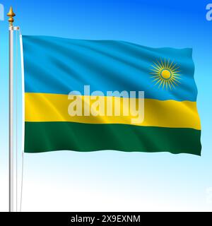 Rwanda, drapeau officiel de l'ondulation nationale, pays africain, illustration vectorielle Illustration de Vecteur