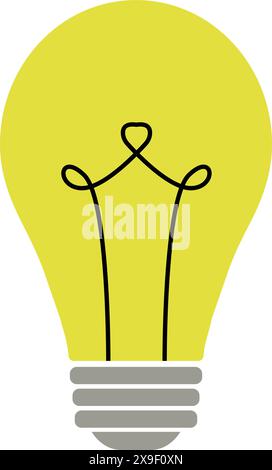 Icône d'ampoule jaune, lampe d'ampoule électrique, symbole de pensée, symbole de solution, symbole d'idée Illustration de Vecteur