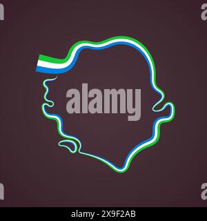 Plan de la Sierra Leone marqué d'un ruban de drapeau Illustration de Vecteur