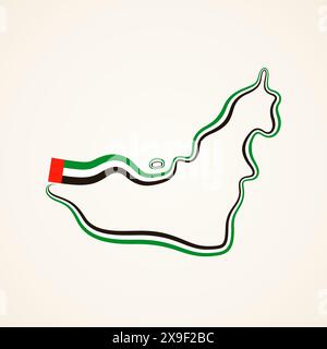 Plan des Émirats arabes Unis marqué avec ruban de drapeau Illustration de Vecteur