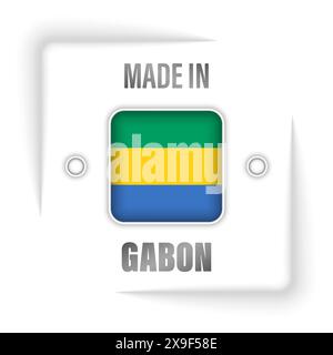 Fabriqué au Gabon avec motif et étiquette. Élément d'impact pour l'utilisation que vous voulez en faire. Illustration de Vecteur