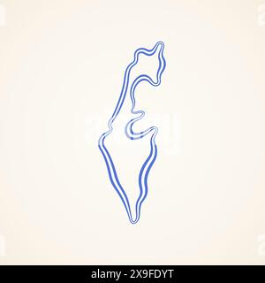 Plan d'Israël marqué avec ruban en couleurs du drapeau. Illustration de Vecteur