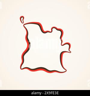 Plan de l'Angola marqué avec ruban en couleurs du drapeau. Illustration de Vecteur