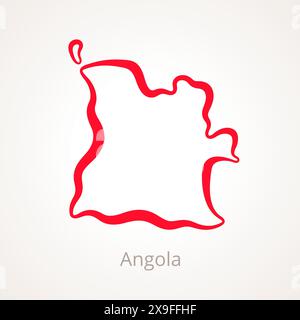 Plan de l'Angola marqué d'une ligne rouge. Illustration de Vecteur