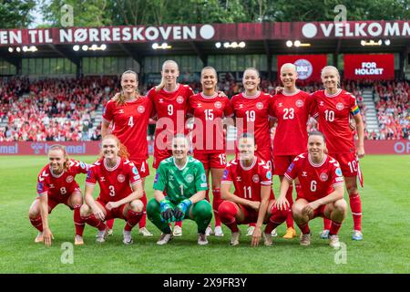 Vejle, Danemark, 31 mai 2024 Danemark avant le match de qualification féminin pour l'Euro 2025 entre le Danemark et l'Espagne au stade Energi Vejle de Vejle, Danemark (Nicolai Løvgret/SPP) crédit : photo de presse SPP Sport. /Alamy Live News Banque D'Images