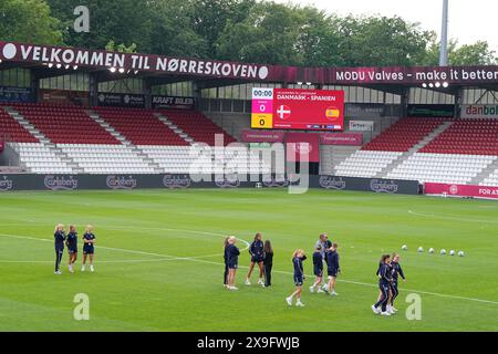 Vejle, Danemark. 31 mai 2024. Match de qualification pour le Championnat d'Europe entre le Danemark et l'Espagne au Vejle Stadium le vendredi 31 mai 2024. (Photo : Bo Amstrup/Scanpix 2024) crédit : Ritzau/Alamy Live News Banque D'Images