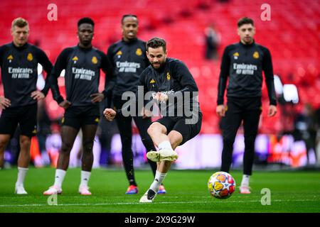 Londres, Royaume-Uni. 31 mai 2024. Football : Ligue des Champions, avant la finale Borussia Dortmund - Real Madrid : entraînement Real Madrid, stade de Wembley. Le Nacho de Madrid en action. Crédit : Tom Weller/dpa/Alamy Live News Banque D'Images