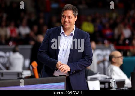 SASA Filipovski (paniers de Wuerzburg, Cheftrainer) vor dem Spiel. GER, FC Bayern Basketball v. Wuerzburg Baskets, Basketball, 1.Bundesliga, Playoffs, Halbfinale Spiel 2, saison 2023/2024, 31.05.2024, Foto : Eibner-Pressefoto/Marcel Engelbrecht Banque D'Images