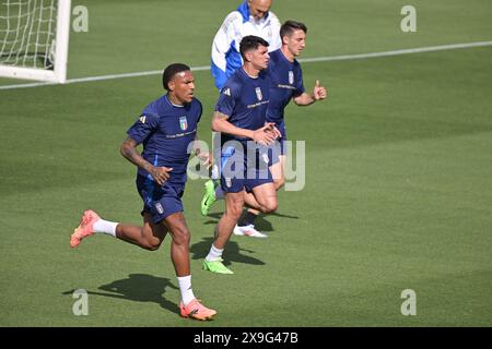 Centre technique fédéral, Coverciano, Italie. 31 mai 2024. Camp d'entraînement de football italien avant les amitiés contre la Bosnie et la Turquie, Florence, Italie ; Michael Folorunsho d'Italie crédit : action plus Sports/Alamy Live News Banque D'Images