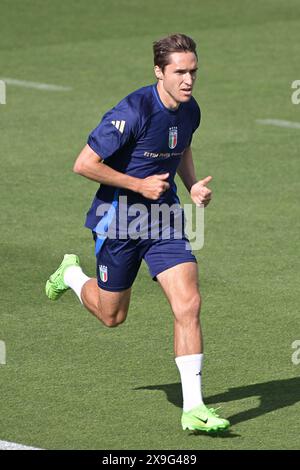 Centre technique fédéral, Coverciano, Italie. 31 mai 2024. Camp d'entraînement de football italien avant les amitiés contre la Bosnie et la Turquie, Florence, Italie ; Federico Chiesa d'Italie crédit : action plus Sports/Alamy Live News Banque D'Images