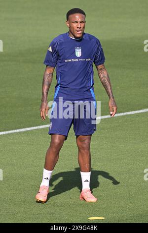 Centre technique fédéral, Coverciano, Italie. 31 mai 2024. Camp d'entraînement de football italien avant les amitiés contre la Bosnie et la Turquie, Florence, Italie ; Michael Folorunsho d'Italie crédit : action plus Sports/Alamy Live News Banque D'Images