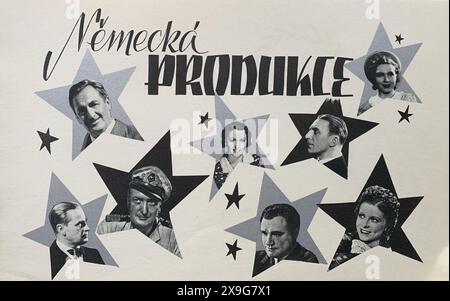 PRODUCTIONS ALLEMANDES mettant en vedette HANS ALBERS et d'autres stars de la brochure promotionnelle tchèque pour Moldaviafilm A.S. / Columbia Pictures pour les films à projeter en 1938 - 1939. Banque D'Images