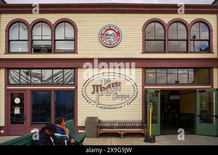 Le train Shoppe à Skagway, en Alaska, est le bureau de billetterie du chemin de fer pour White Pass and Yukon route Banque D'Images