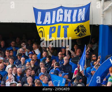 RDS Arena, Ballsbridge, Dublin, Irlande. 31 mai 2024. United Rugby Championship, Leinster versus Connacht ; Leinster supporters avec une bannière de soutien crédit : action plus Sports/Alamy Live News Banque D'Images