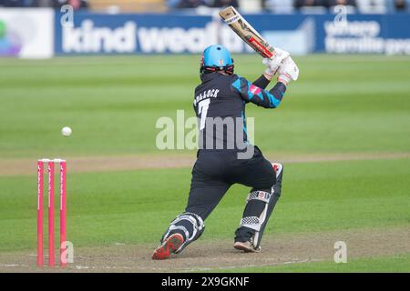 Prise à Worcester, Royaume-Uni lors du match Vitality Blast entre Worcestershire Rapids et Lancashire Lightning le 31 mai 2024, au Worcestershire County Cricket Club, New Road, Worcester Banque D'Images