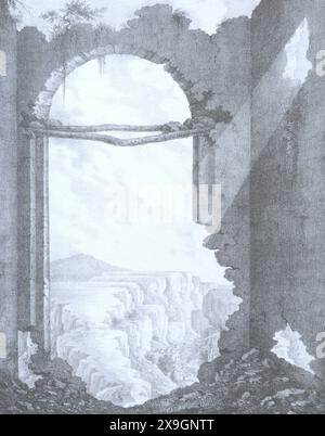 Cherkez-Kermen en Crimée. Gravure de Friedrich Gross du XIXe siècle. Banque D'Images