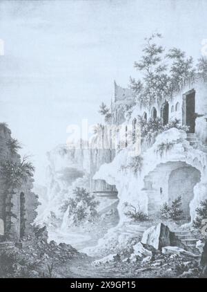 Mangup-Kale en Crimée. Gravure de Friedrich Gross du XIXe siècle. Banque D'Images