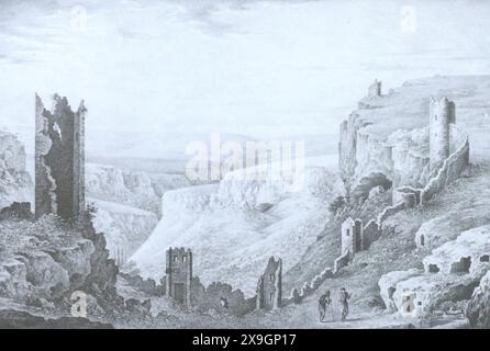 Mangup-Kale en Crimée. Gravure de Friedrich Gross du XIXe siècle. Banque D'Images