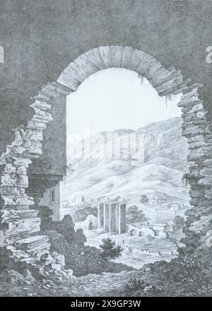 Sudak en Crimée. Gravure de Friedrich Gross du XIXe siècle. Banque D'Images