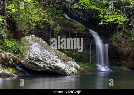 Petite cascade dans la Little River, parc national des Great Smoky Mountains, Tennessee Banque D'Images