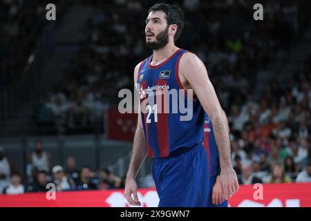 Abrines Alex du FC Barcelone lors du match de demi-finale de la Ligue espagnole Liga ACB 2ª, entre le Real Madrid et le FC Barcelone à Wizink le 31 mai 2024 i Banque D'Images